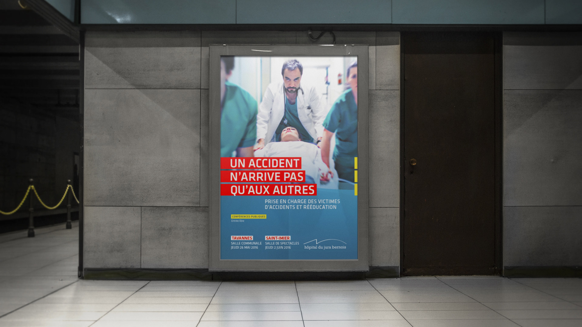 Hôpital du Jura bernois - création d'affiches et flyers pour les conférences publiques
